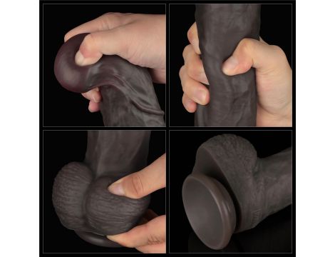 14.5'' Dual Layered Bendable Silicone Cock XXL(Black) - 15