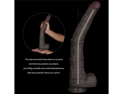 16'' Dual Layered Bendable Silicone Cock XXL(Black) - 9