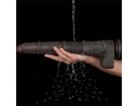 16'' Dual Layered Bendable Silicone Cock XXL(Black) - 14