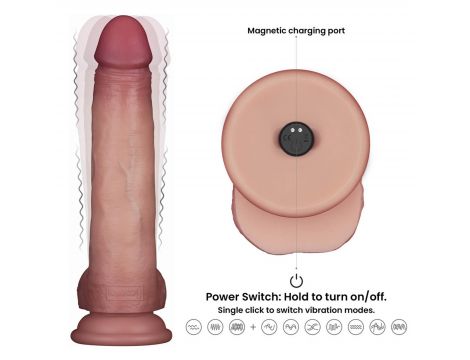 8.5" Vibrating Sliding Skin Pro II Dual Layer Silicone Dong - 2