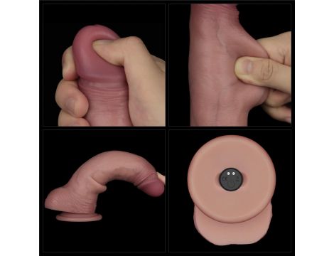 8.5" Vibrating Sliding Skin Pro II Dual Layer Silicone Dong - 21
