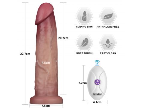 9" Vibrating Sliding Skin Pro II Dual Layer Silicone Dong