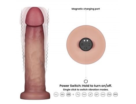 9" Vibrating Sliding Skin Pro II Dual Layer Silicone Dong - 4