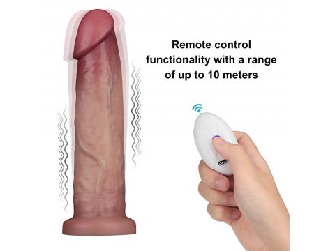 9" Vibrating Sliding Skin Pro II Dual Layer Silicone Dong - 5