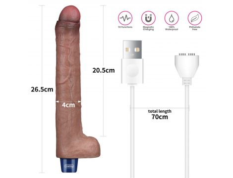 10.5" REAL SOFTEE Rechargeable Silicone Vibrating Dildo - 3