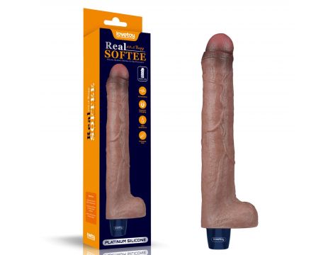 10.5" REAL SOFTEE Rechargeable Silicone Vibrating Dildo - 16