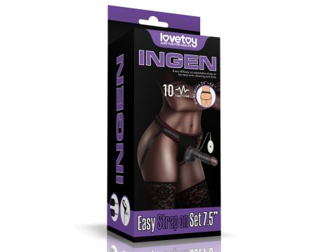 Vibrating Easy Strapon Set 7.5'' Black - 4