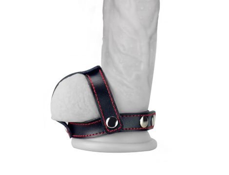 Bondage Fetish TStyle Leather Cockring With Ball Divider - 2