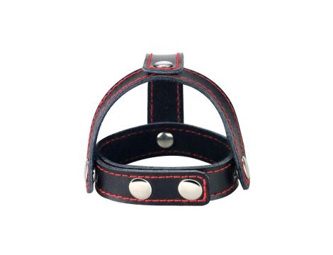 Bondage Fetish TStyle Leather Cockring With Ball Divider - 3