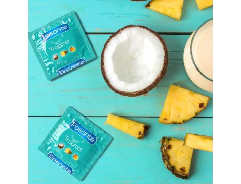 Prezerwatywy Pasante Tropical mango ananas kokos 144 szt - 2