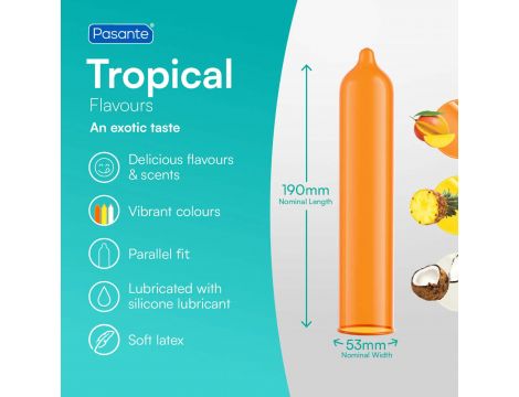 Prezerwatywy Pasante Tropical mango ananas kokos 144 szt - 4