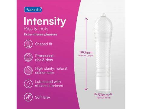 Prezerwatywy Pasante Ribs Dots Intensity prążkowane kropkowane 144 szt - 3