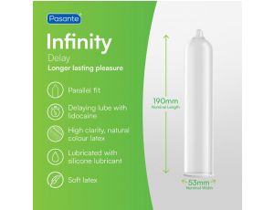 Prezerwatywa opóźniająca Pasante Infinity X Delay naturalna 19 cm 1 sztuka