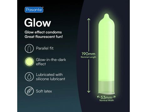 Prezerwatywy świecące w ciemności Pasante Glow 12 szt - 3