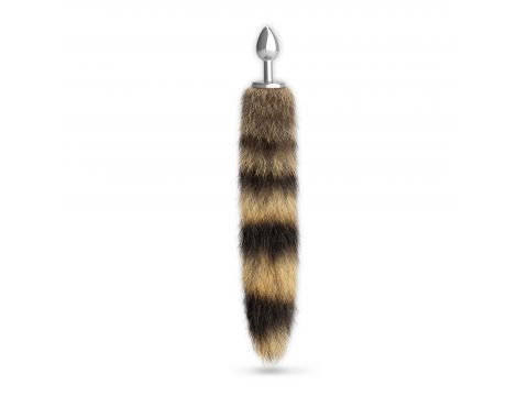 Srebrny metalowy korek analny z ogonem Crushious 6 cm - 5