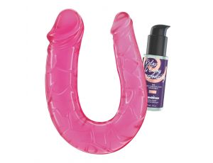 Podwójne dildo Crushious Deep Diver różowe z lubrykantem 50 ml
