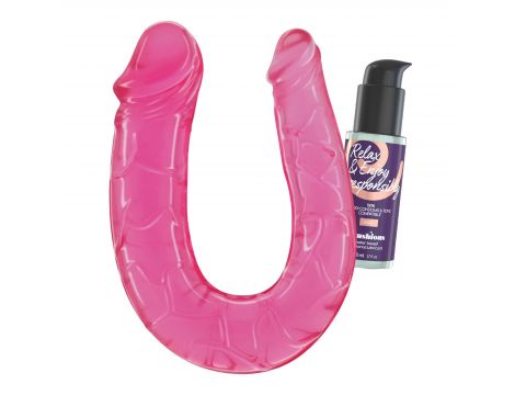 Podwójne dildo Crushious Deep Diver różowe z lubrykantem 50 ml