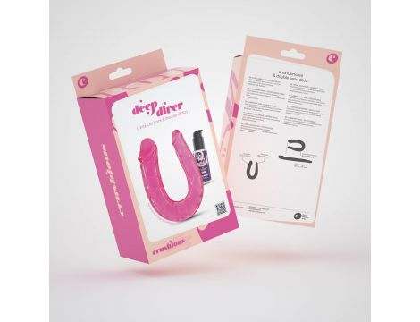 Podwójne dildo Crushious Deep Diver różowe z lubrykantem 50 ml - 6