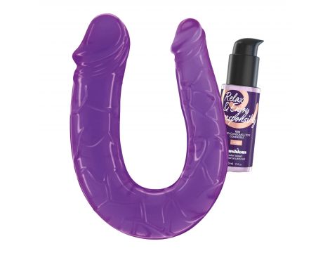 Podwójne dildo Crushious Deep Diver fioletowe z lubrykantem 50ml - 3