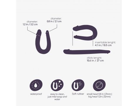 Podwójne dildo Crushious Deep Diver fioletowe z lubrykantem 50ml