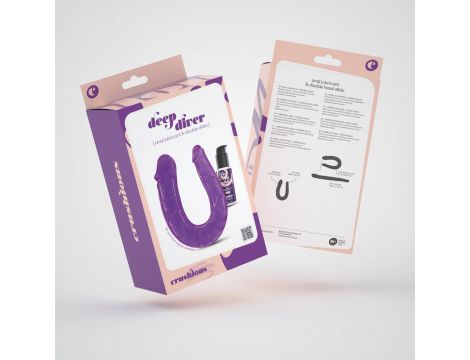 Podwójne dildo Crushious Deep Diver fioletowe z lubrykantem 50ml - 5