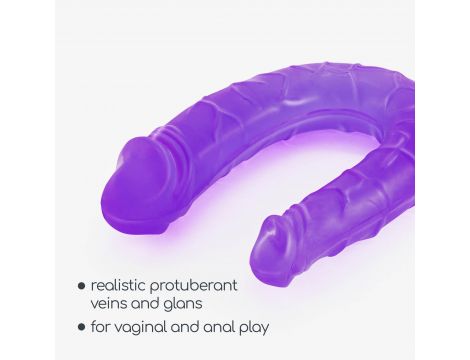 Podwójne dildo Crushious Deep Diver fioletowe z lubrykantem 50ml - 2