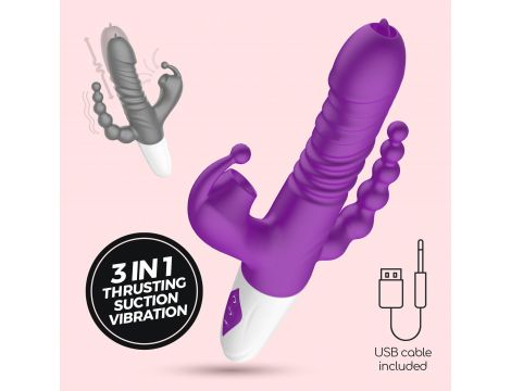 Wibrator punktu G Crushious Wrangler z posuwem i ssaniem USB 23 cm - 4
