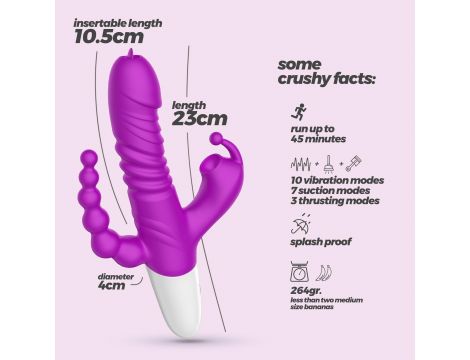 Wibrator punktu G Crushious Wrangler z posuwem i ssaniem USB 23 cm - 11