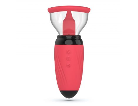 Stymulator z ssaniem i wibrującymi językami Crushious Scarlet USB - 3
