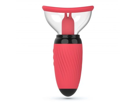Stymulator z ssaniem i wibrującymi językami Crushious Scarlet USB - 5