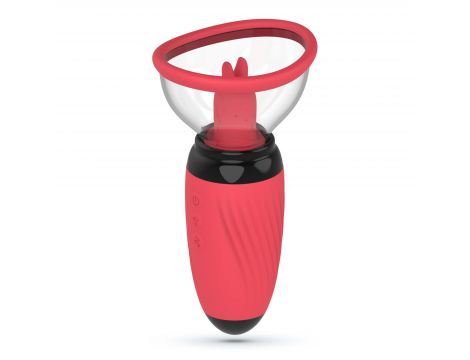 Stymulator z ssaniem i wibrującymi językami Crushious Scarlet USB - 2
