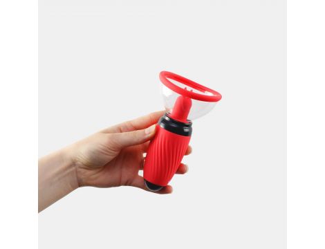 Stymulator z ssaniem i wibrującymi językami Crushious Scarlet USB - 6