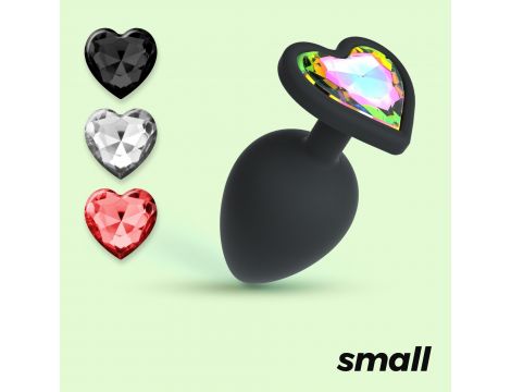 Silikonowy korek analny Crushious Cuore mały z 4 kryształkami 7cm - 4