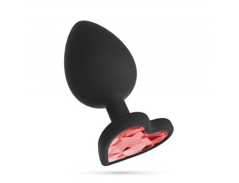 Silikonowy korek analny Crushious Cuore mały z 4 kryształkami 7cm - 8