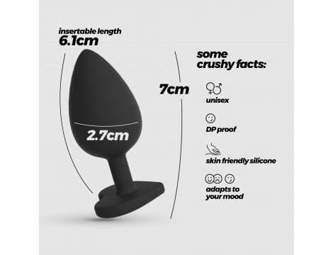 Silikonowy korek analny Crushious Cuore mały z 4 kryształkami 7cm - 7
