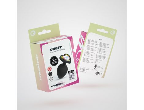 Silikonowy korek analny Crushious Cuore mały z 4 kryształkami 7cm - 9