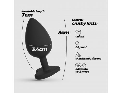 Korek analny Crushious Cuore regularny z wymiennymi kryształkami 8cm - 7