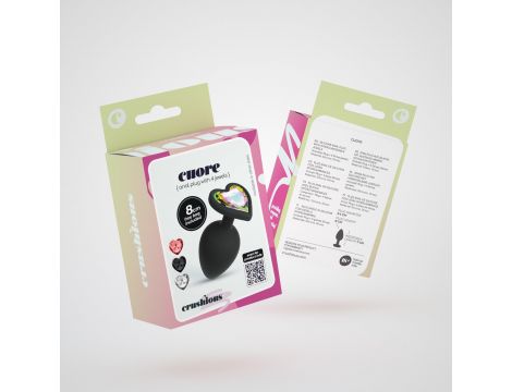 Korek analny Crushious Cuore regularny z wymiennymi kryształkami 8cm - 8