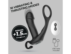 Masażer prostaty Crushious Magoo z pierścieniem i pilotem USB 14 cm