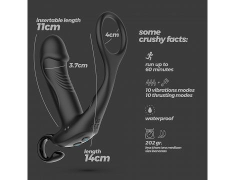 Masażer prostaty Crushious Magoo z pierścieniem i pilotem USB 14 cm - 9
