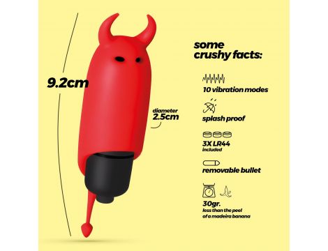 CRUSHIOUS O-PET DEVIL WITH 10 VIBRATION BULLET RED - 4