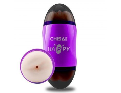 Masturbator Happy Cup dwuotworowy fioletowy 19 cm - 2