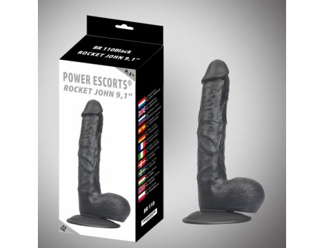 Rocket john 9,1 inch black  realistic  dildo  9,1  inch /  23 cm - 2