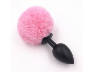 Bunny plug medium black with pink tail 8 x 3,5 cm / 3,1 x 1,36 inch