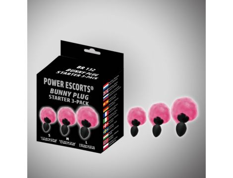 Bunny plug 3 - pack  black with pink tail starter 3 - pack