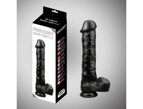 Rocket john black dildo 11,2 inch / 28,5 cm