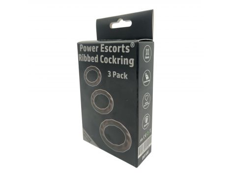 Power Escorts - BR186 - Ribbed Cockring - 3 Pack Cockring Set - 4