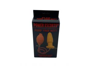 Wibrujący korek analny pompowany Power Escorts silikonowy 10 cm miąższowy