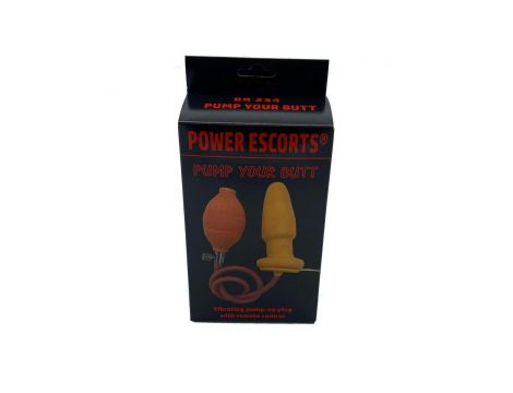 Wibrujący korek analny pompowany Power Escorts silikonowy 10 cm miąższowy