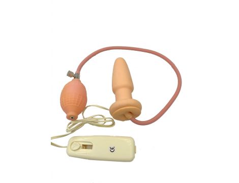 Wibrujący korek analny pompowany Power Escorts silikonowy 10 cm miąższowy - 2